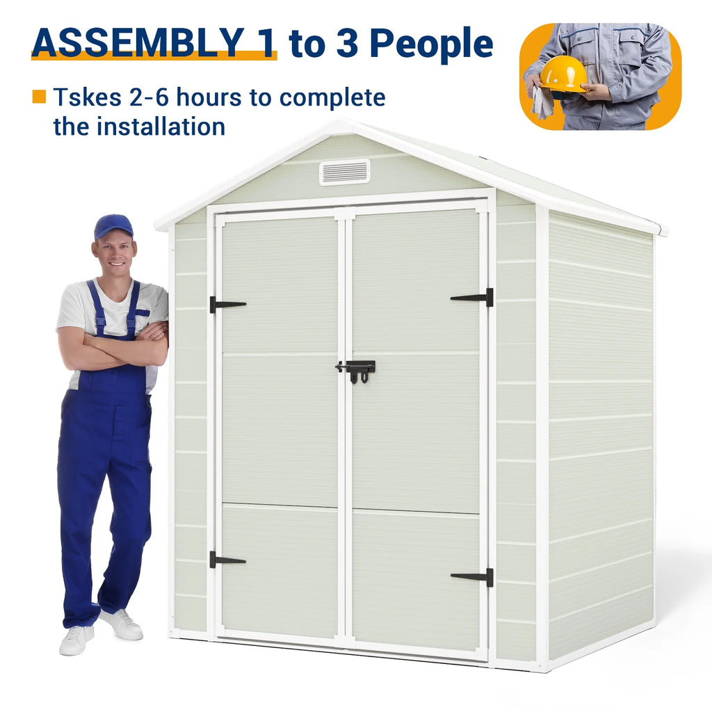 6x4.5 FT Resin Outdoor Storage Shed with Lockable Door F78296