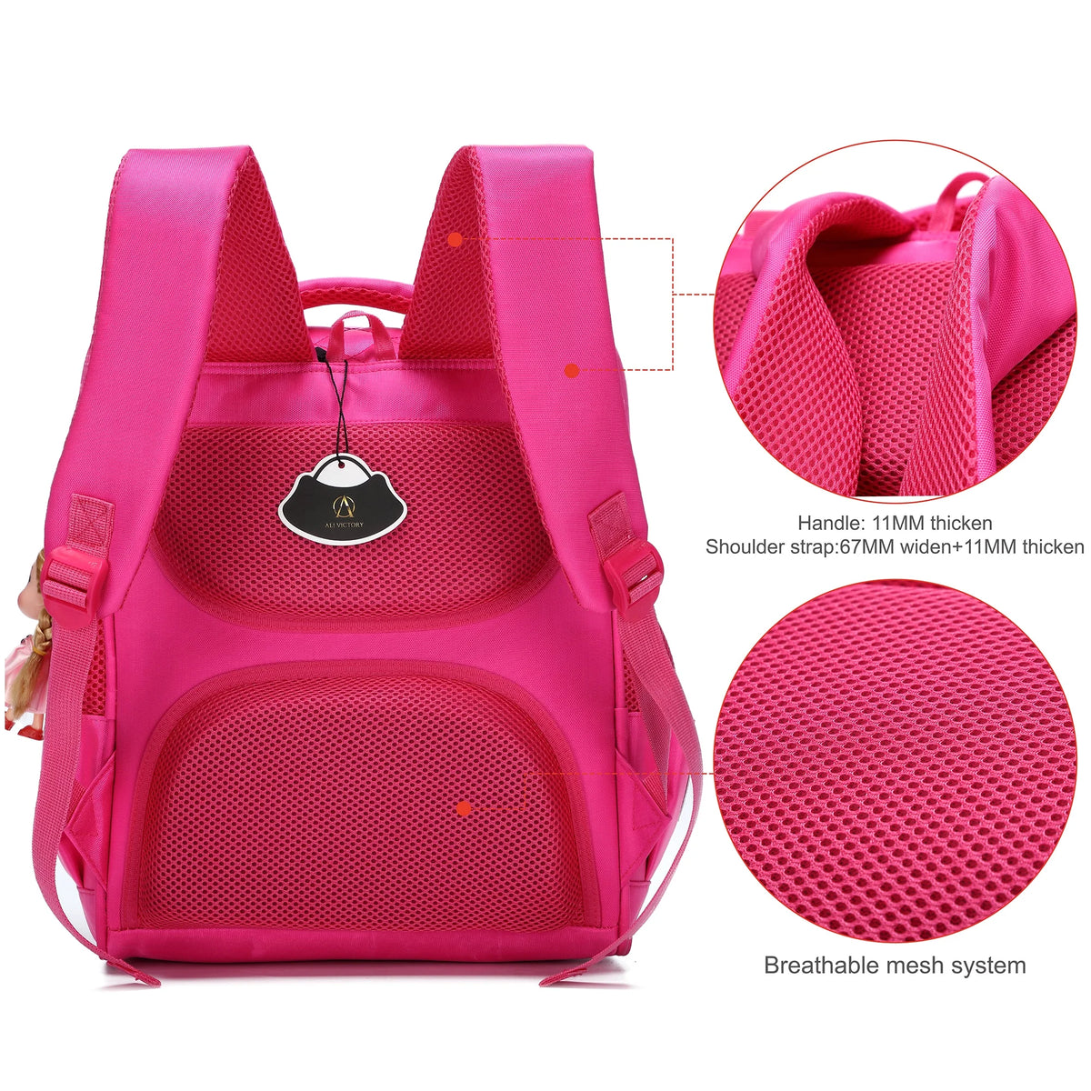 Rose Red Waterproof Kids Backpack R95247