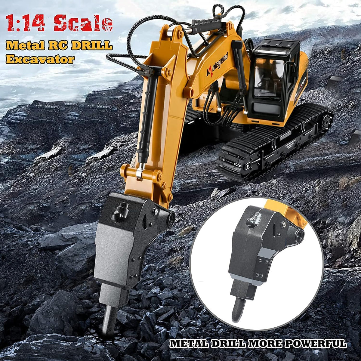 3 in 1 Remote Control Excavator with Metal Shovel, 15 Channel Construction Tractor R93693