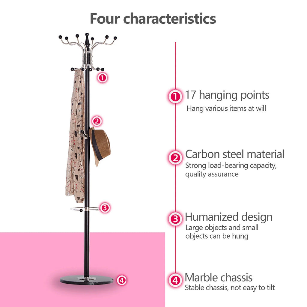 Marble Base Coat Rack with 16 Hooks Y44185