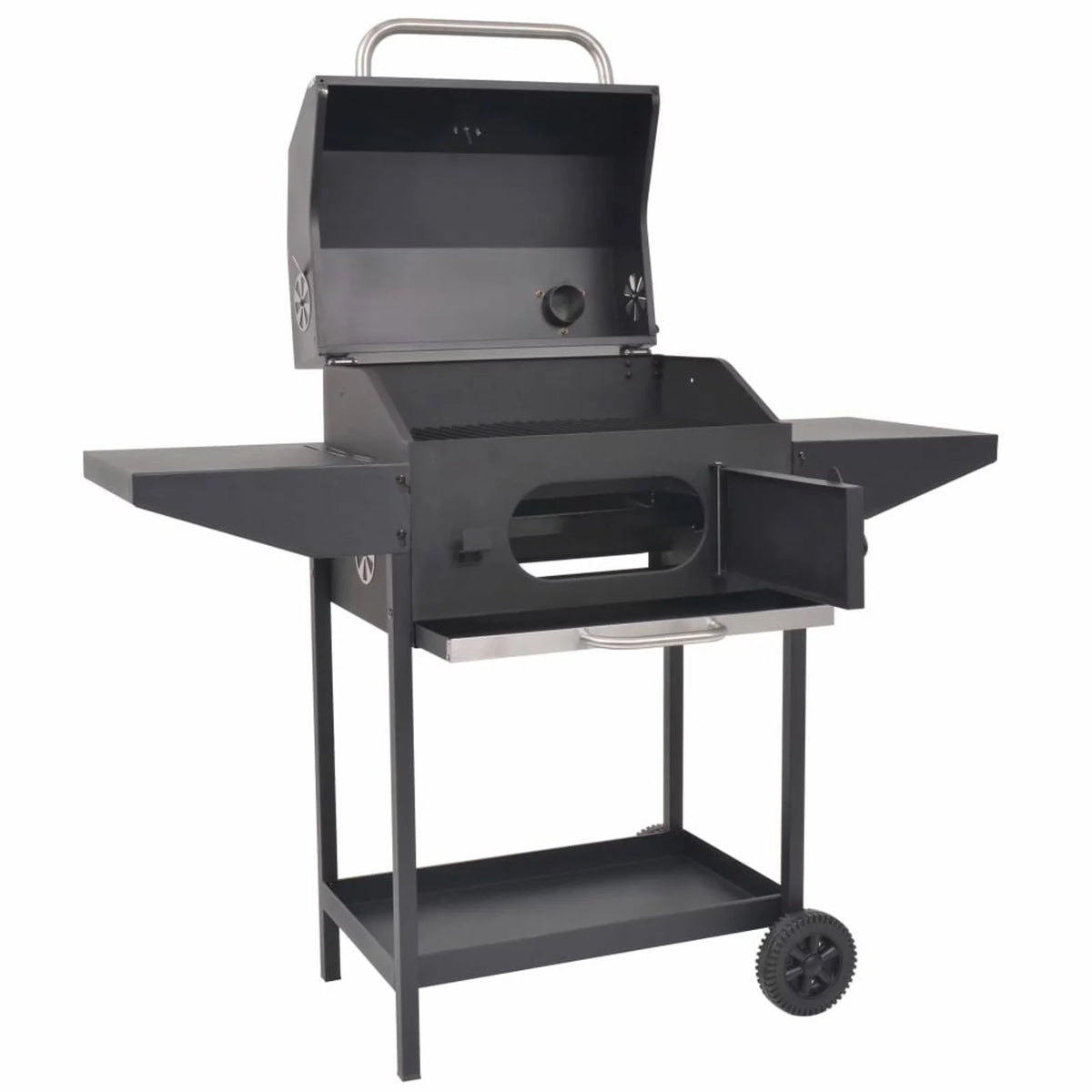 BBQ Charcoal Smoker with Bottom Shelf Black J4906