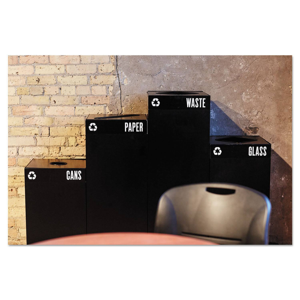 42 gal powder-coated steel black Trash Can Base C77518