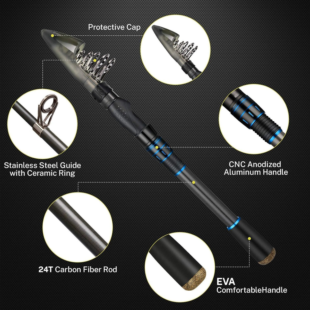 Carbon Fiber Telescopic Fishing Rod and Reel Combo N7013