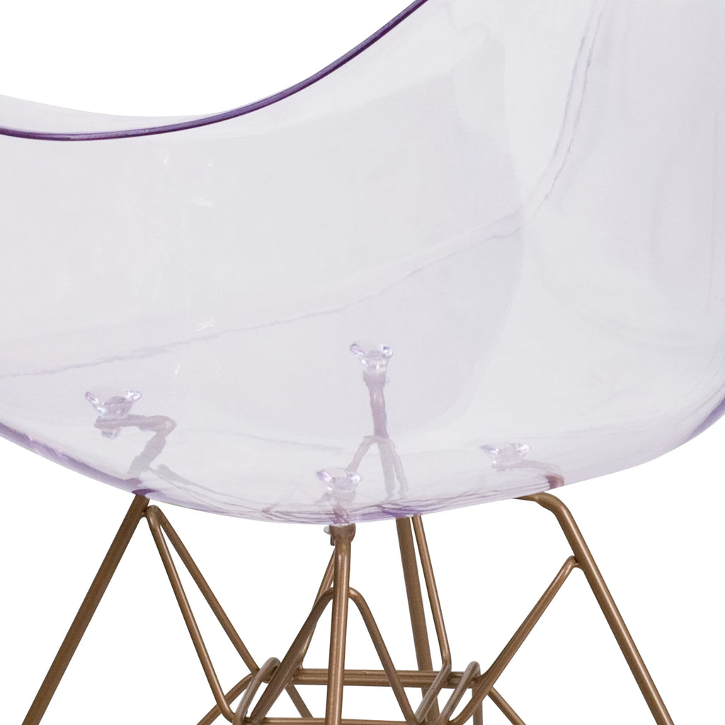 Transparent Side Chair with Gold Base U3090
