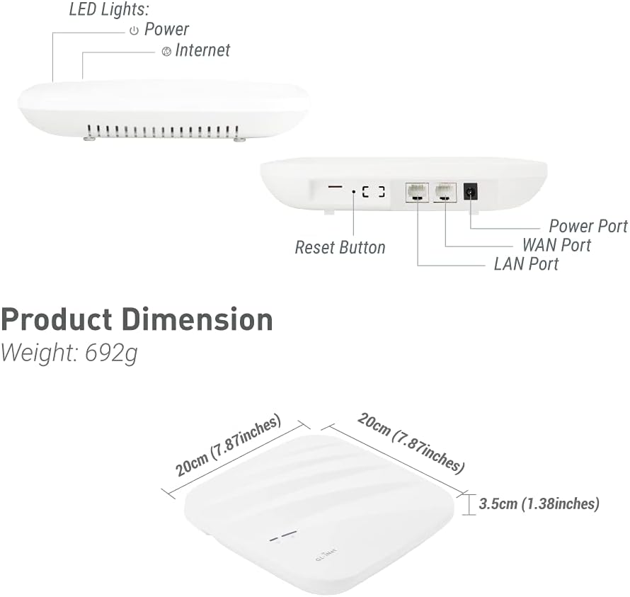 Gigabit Ceiling Wireless Access Point Dual Band AC1300 PoE Powered H880