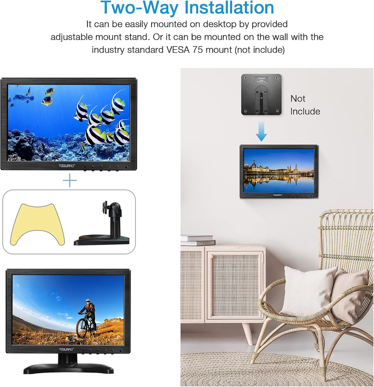10.1 Inch Security CCTV Monitor with Remote Control Pack of 2 R8058