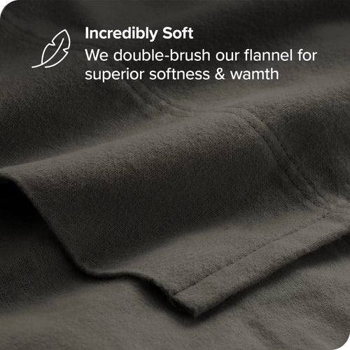 100% Cotton 4 Piece Queen Gray Flannel Sheet Set X6775