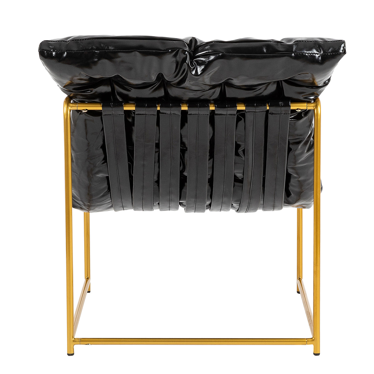 Black Faux Leather Sling Chair with Gold Metal Frame E437178