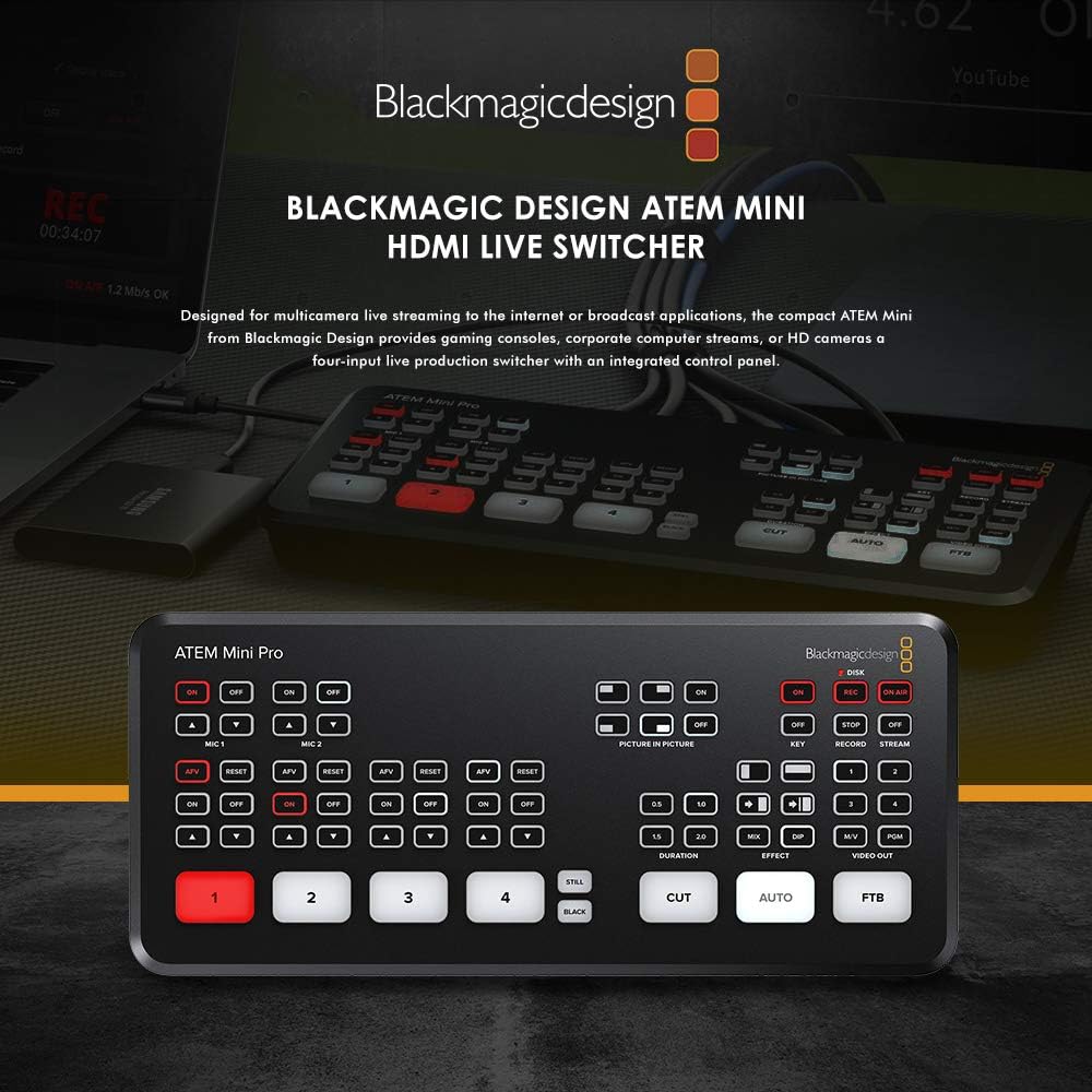 ATEM Mini Pro HDMI Live Stream Switcher with Basic Accessory Bundle Y830283