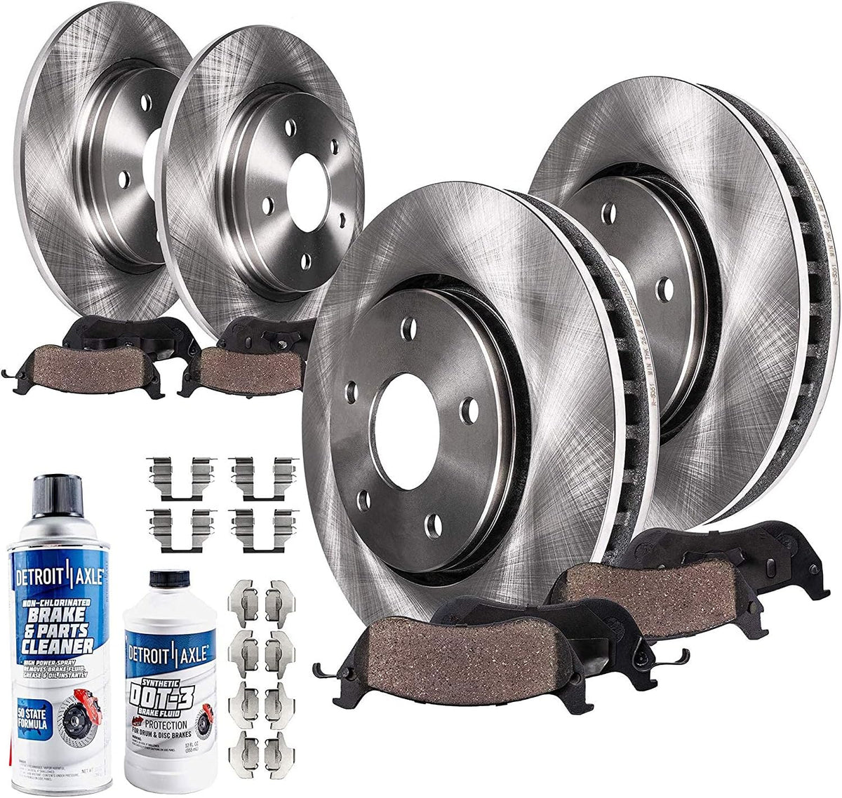 Front and Rear Disc Rotors + Brake Pads Replacement 10pc Set F539