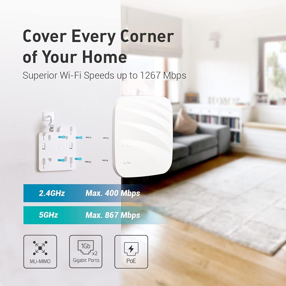 Gigabit Ceiling Wireless Access Point Dual Band AC1300 PoE Powered H880