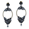 Pave Diamond Blue Sapphire Dangle Earrings A1546