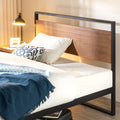 Queen Metal and Wood Platform Bed Frame with Headboard U748517