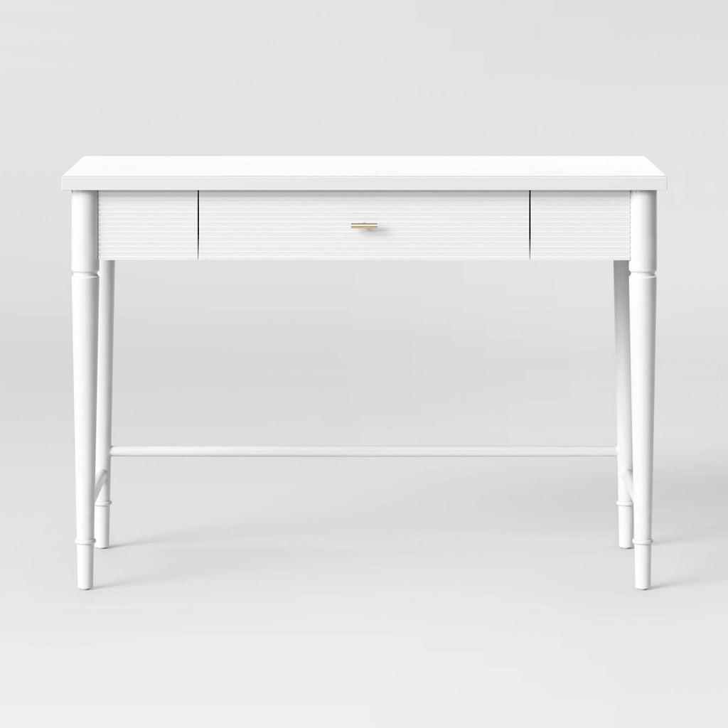 White Wood Writing Desk with Drawers D83530