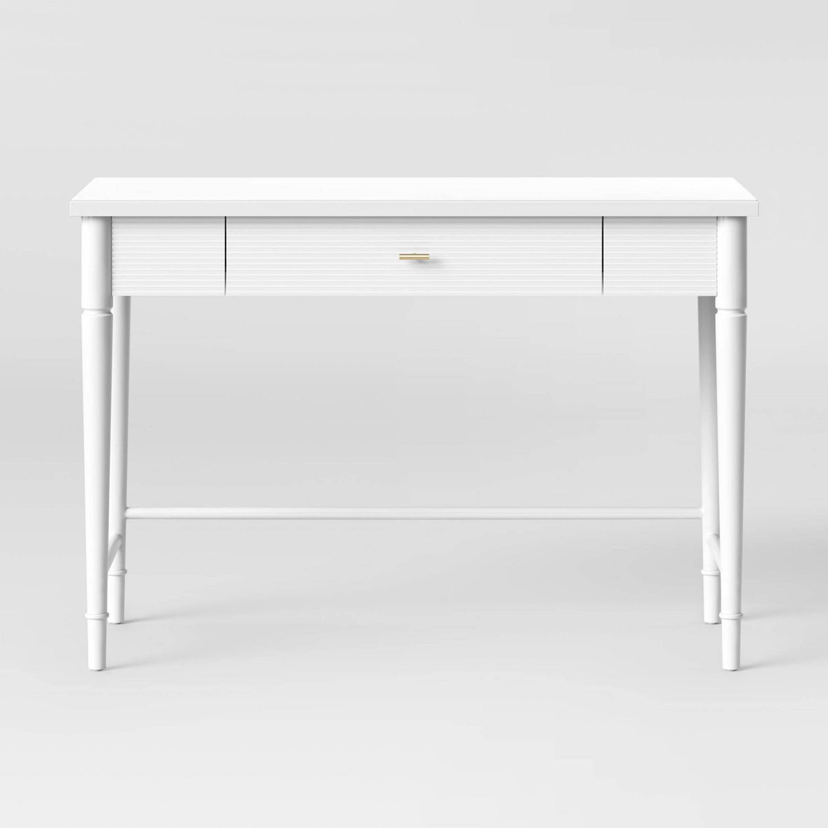 White Wood Writing Desk with Drawers D83530