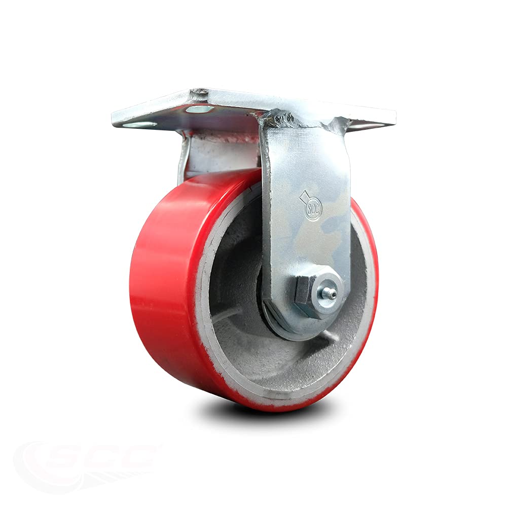 Rigid Caster – 6 Inch Red Poly on Cast Iron Wheel M63768