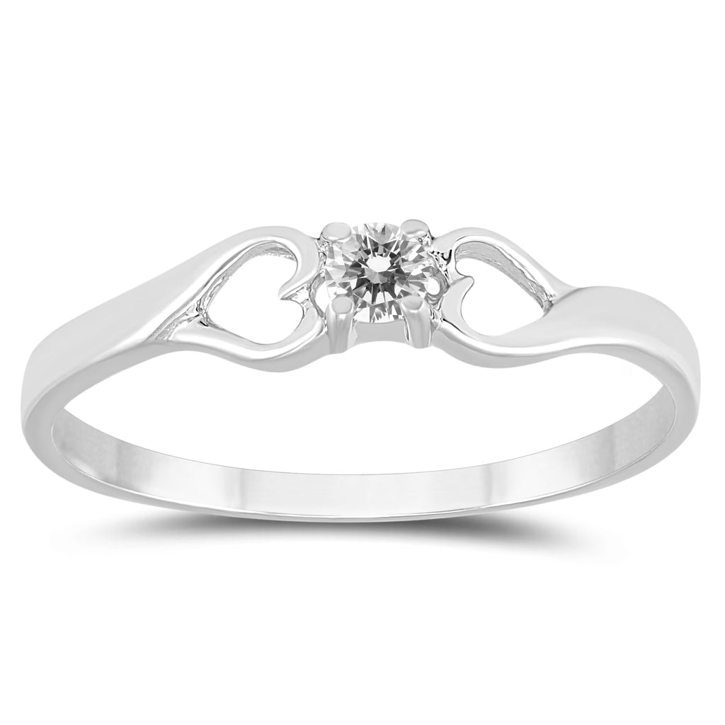 10K White Gold Diamond Heart Promise Ring R72039