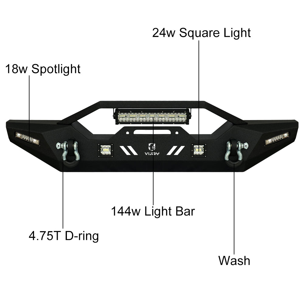 Front and Rear Bumpers for Jeep Gladiator JT with D-rings E9641