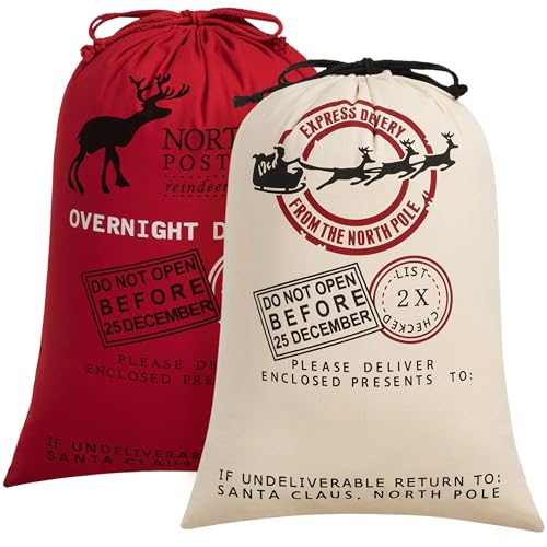 Canvas Santa Sack with Drawstring 2 Pack Z39716
