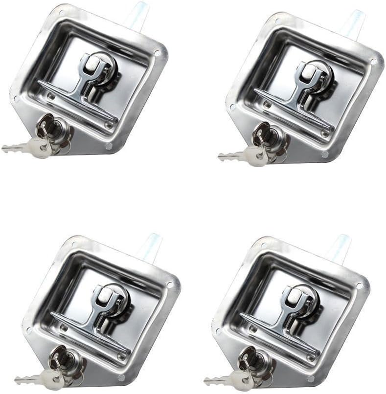 4Pcs T-Handle Lock 304 Stainless Steel Trailer Door Latch with Gasket O80192