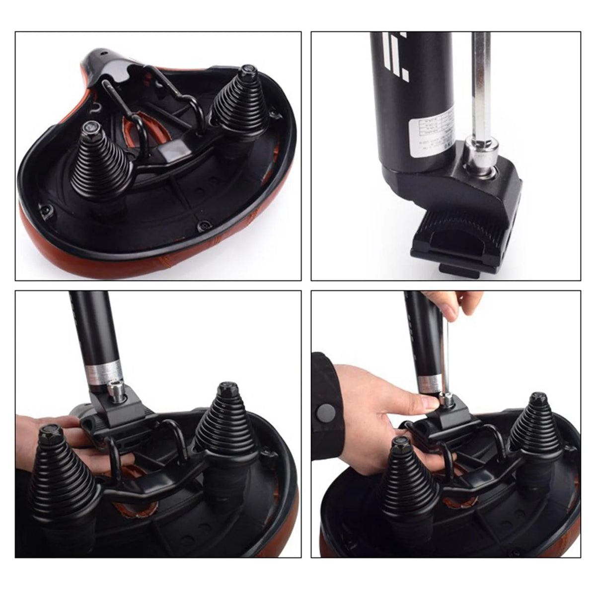 Brown Gel Waterproof Bike Seat Cushion with Taillight H83641