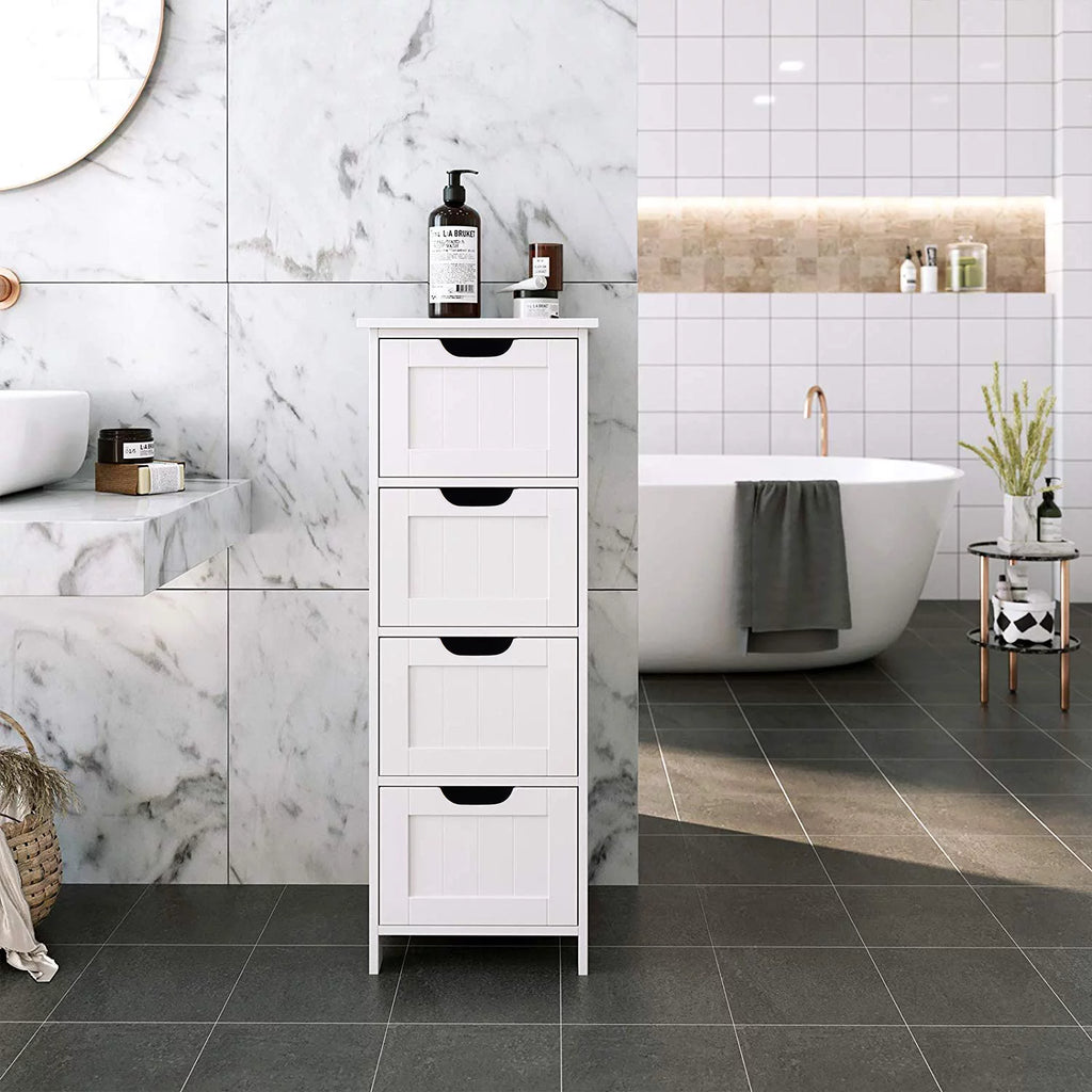 White 4 Drawer Wooden Floor Cabinet O79609