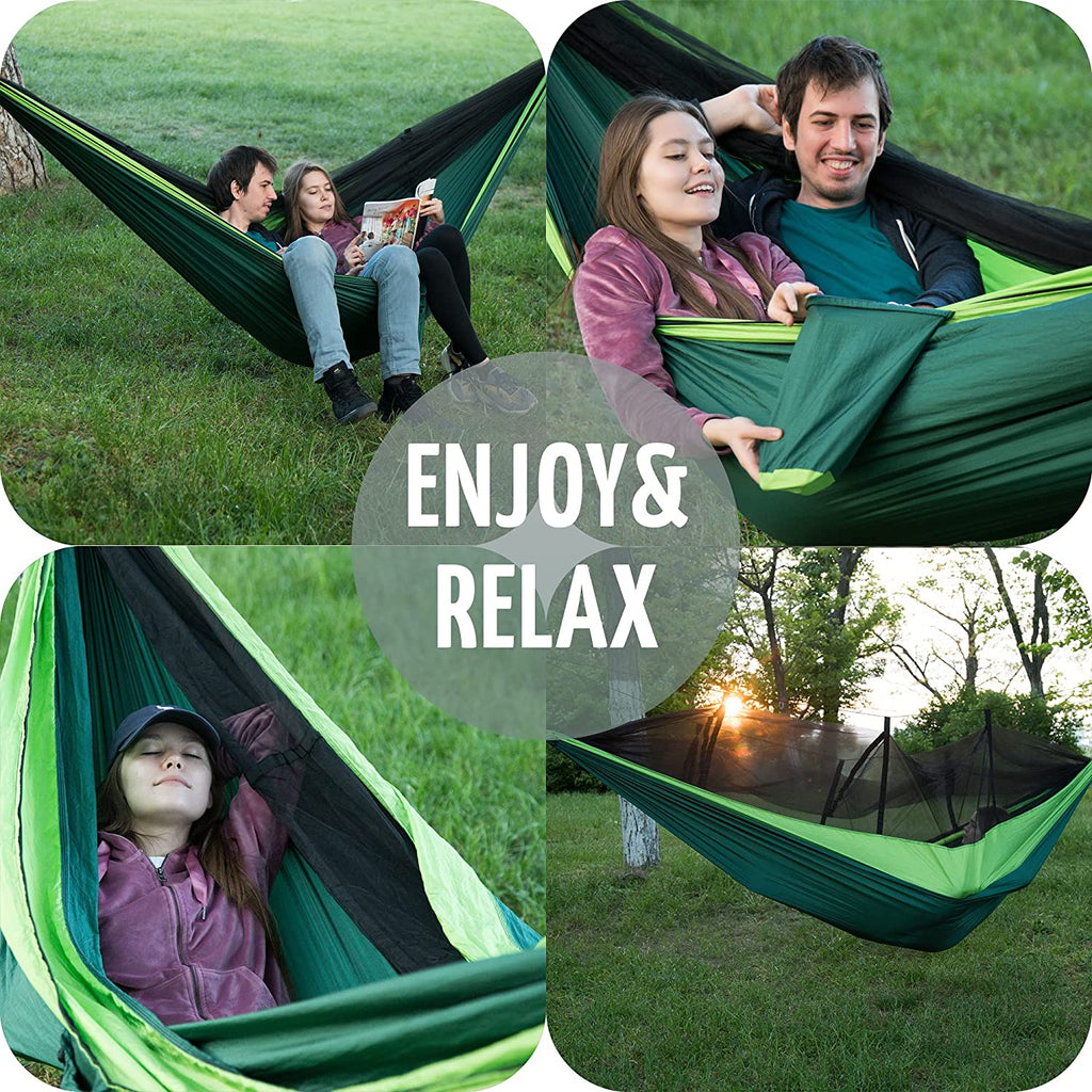 Camping Hammock with Mosquito Net and Tree Straps I9783