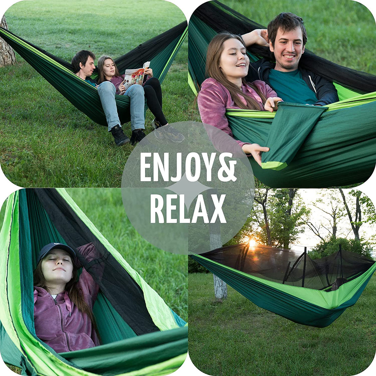 Camping Hammock with Mosquito Net and Tree Straps I9783