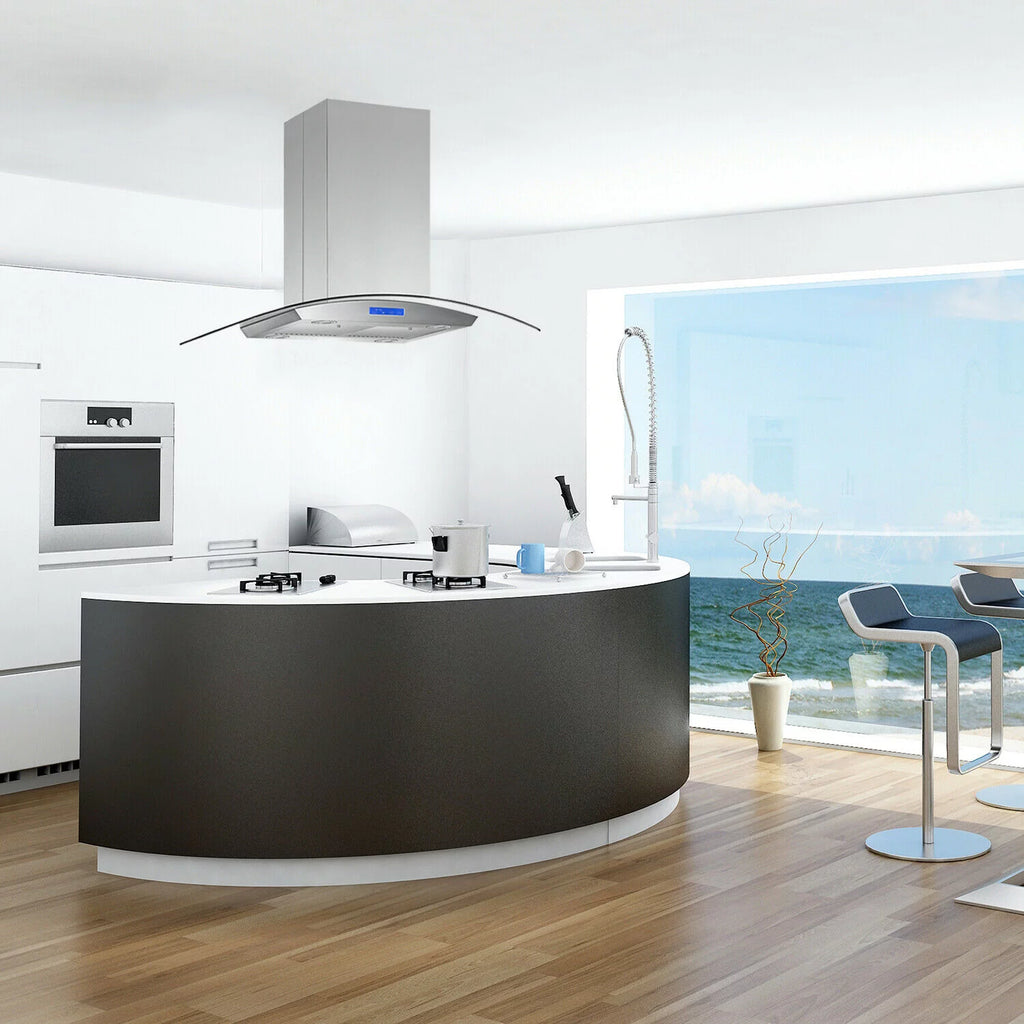 36 inch Island Mount Range Hood 900 CFM with Glass LCD Touch Control L5884