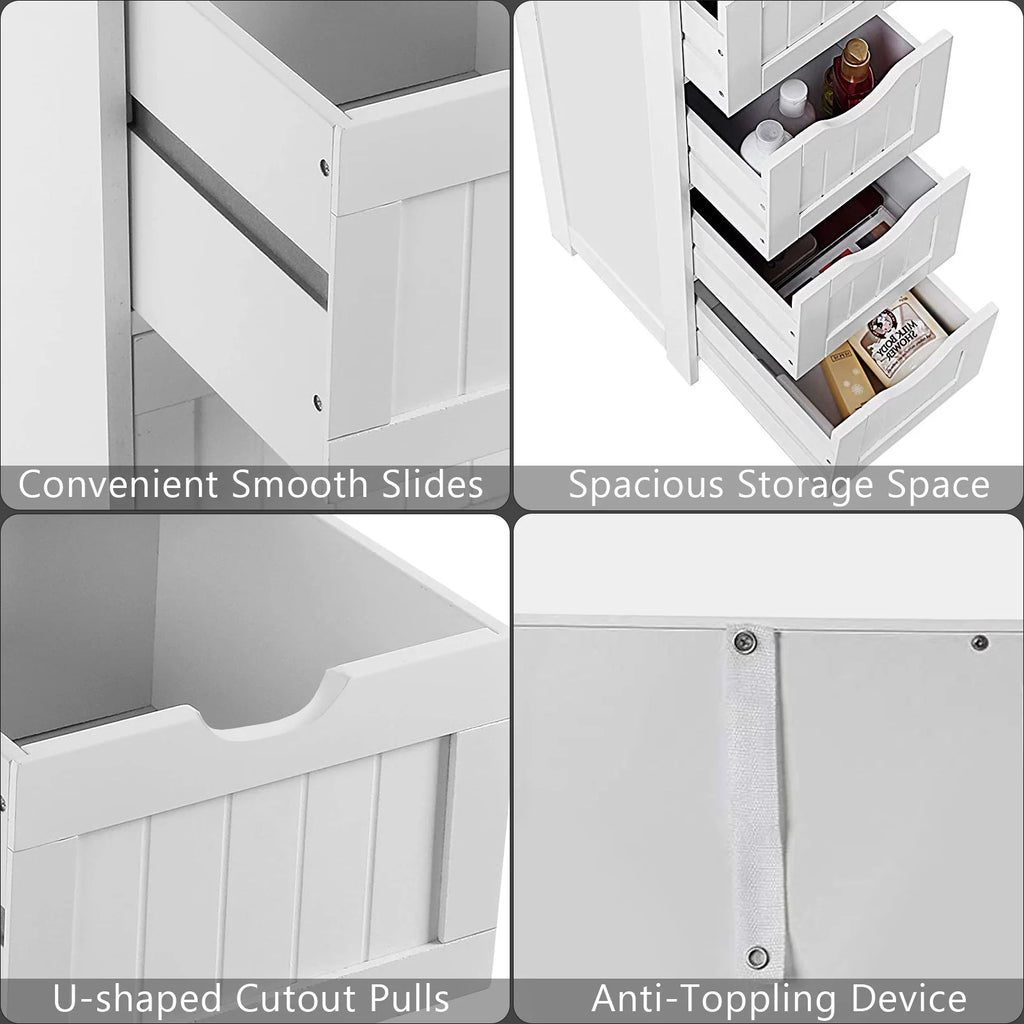 White 4 Drawer Wooden Floor Cabinet O79609