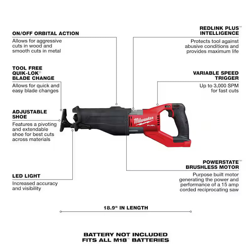 18V Lithium-Ion Brushless Cordless Reciprocating Saw D5887