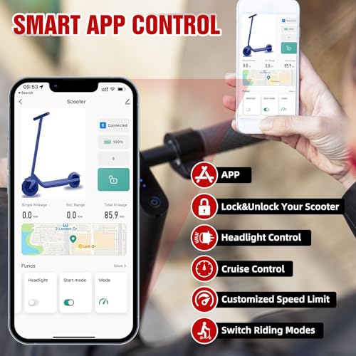 Electric Scooter, 350W/500W, 8.5" Tires, 21 Miles Range, 16/19Mph, Folding E-Scooter with Dual Braking, APP Control I9173
