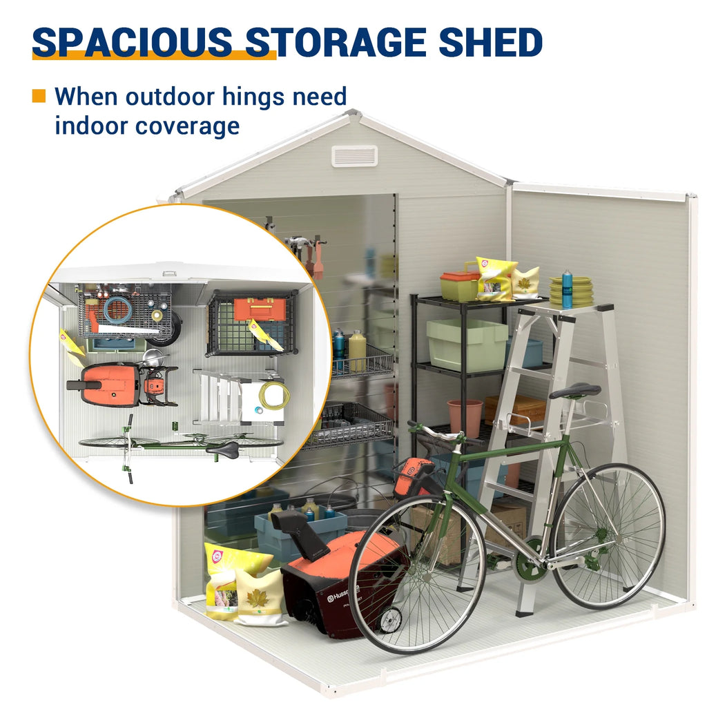 6x4.5 FT Resin Outdoor Storage Shed with Lockable Door F78296