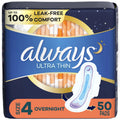 Ultra Thin Overnight Pads with Wings, Size 4, 50 CT J4189
