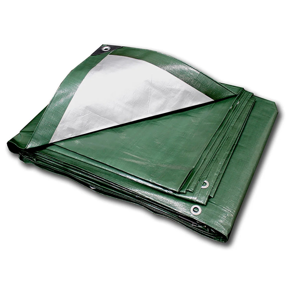Green/Silver Heavy Duty Polyethylene Tarp, 12’ x 14’, 5 oz. A844