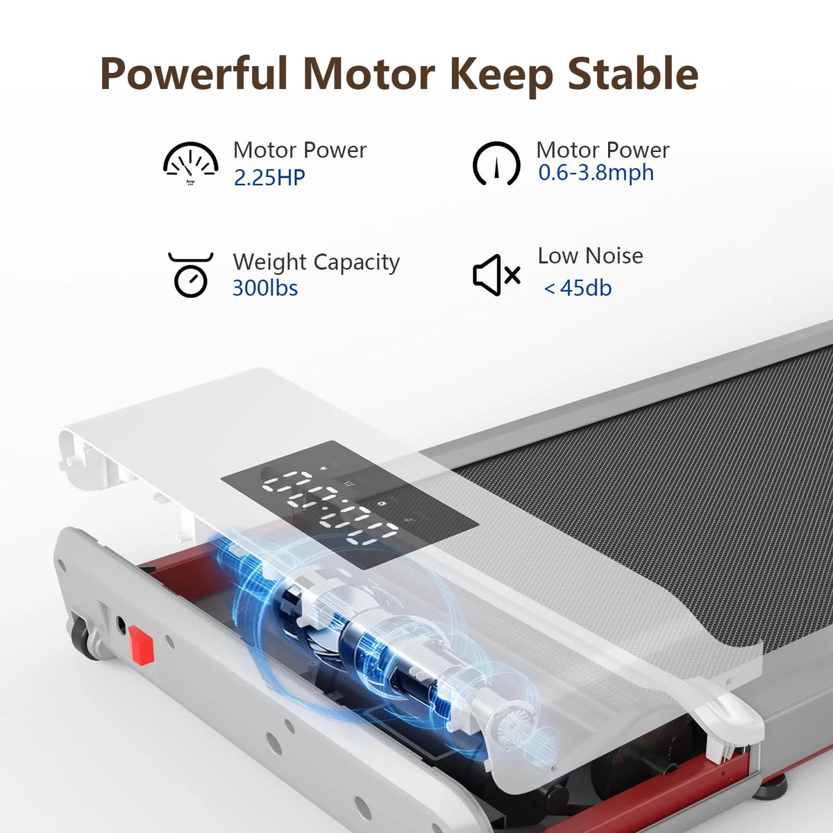 300lb 2.5HP Under Desk Treadmill with LED Display K330