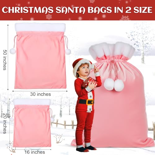 2 Pcs Velvet Christmas Santa Bags with Drawstring I163985