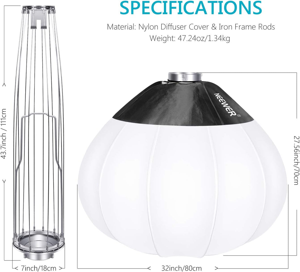 Globe Lantern Softbox Diffuser 32''/80cm Bowens Mount, Pack of 2 W29190