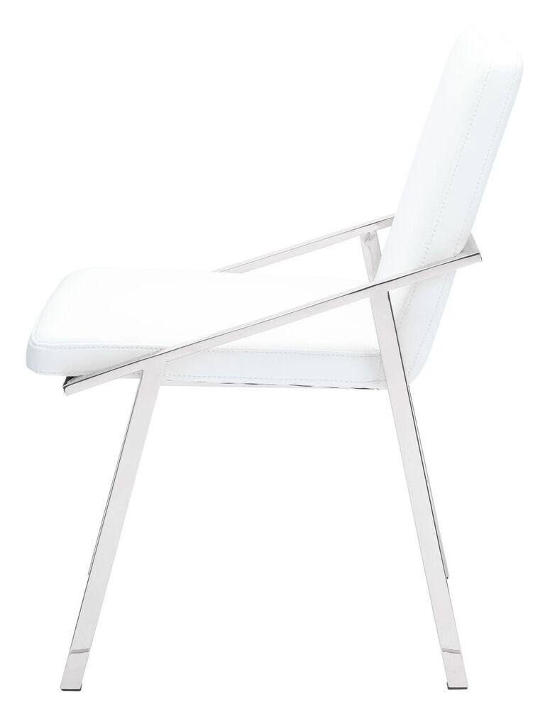 White/Polished Stainless Dining Chair A356