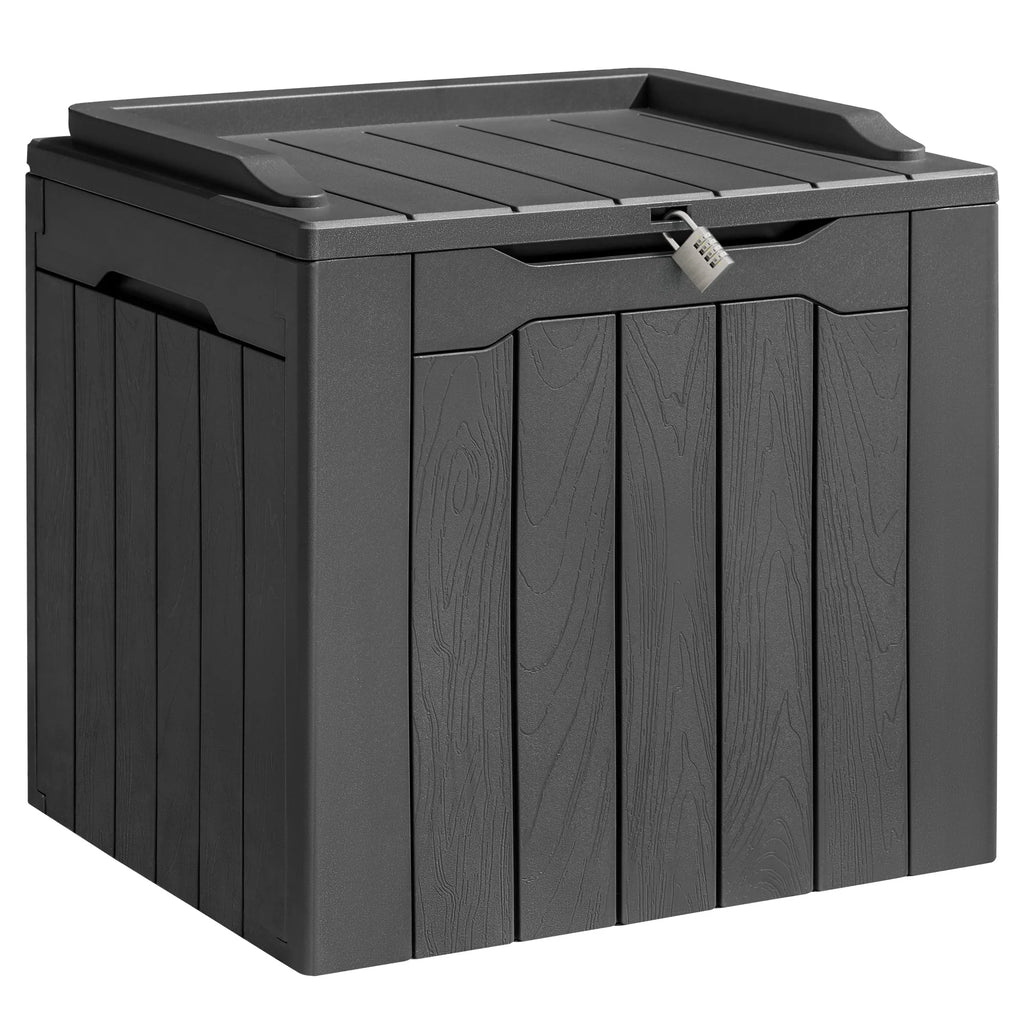 Black Resin Outdoor Deck Box with Seat R942258