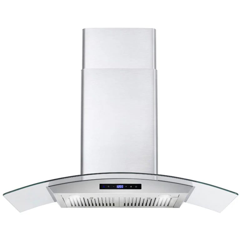 380 CFM Convertible Wall Mount Range Hood with Glass Canopy N80979