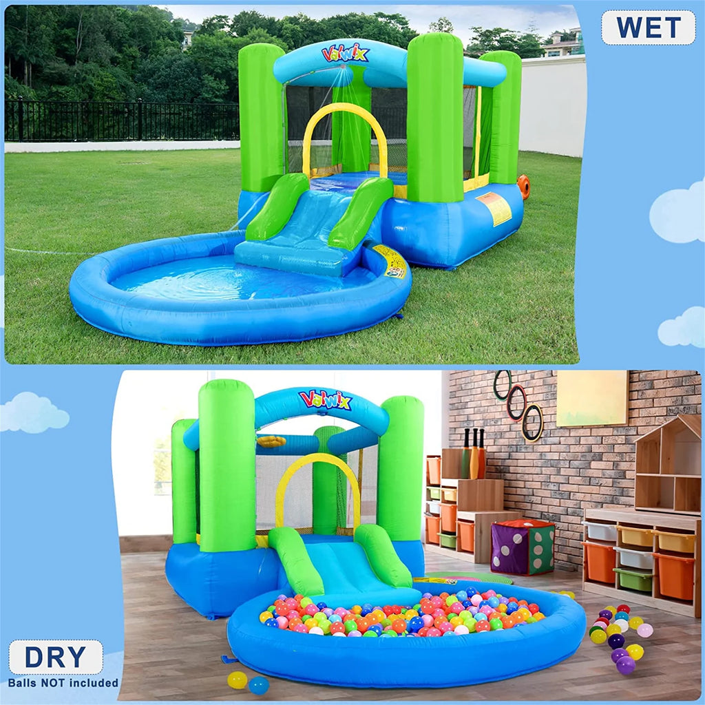 Inflatable Bounce House with Blower, Waterslide & Pool A503