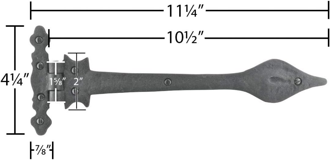 Black Wrought Iron Door Hinge 11.25 Long Pack of 4 K4895