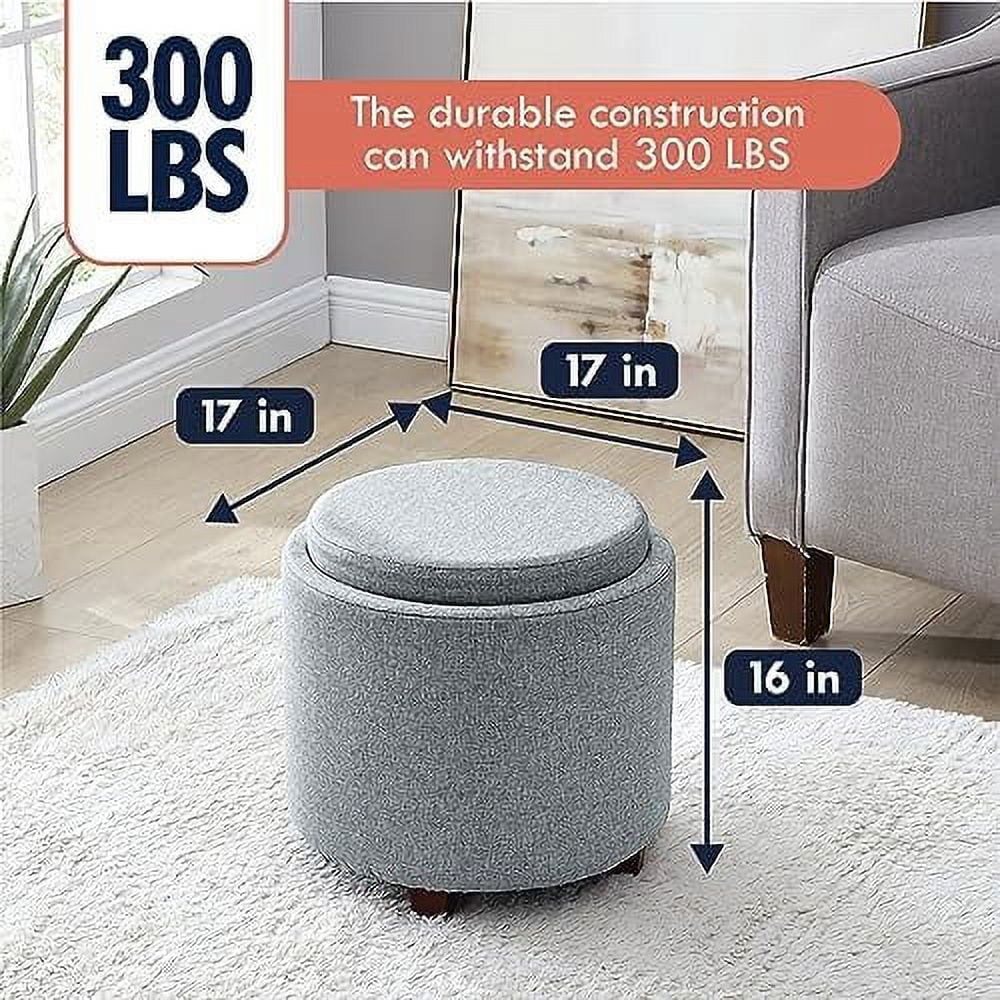 Round Velvet Ottoman with Lift Off Lid and Tray Lid R32583