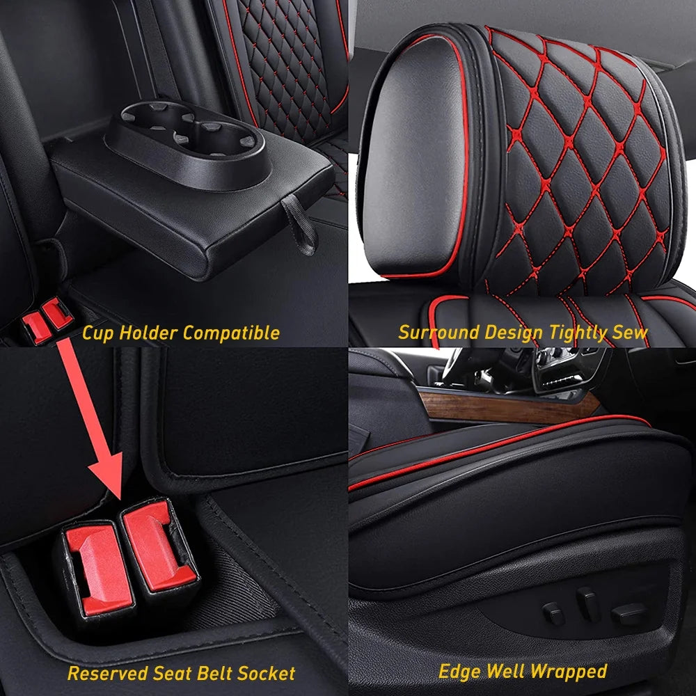 Black-Red Full Set Car Seat Covers X3263