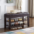 Brown Shoe Storage Bench with Cushion G47358