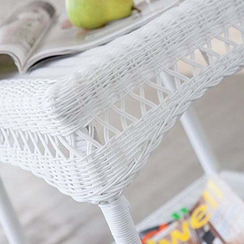 White Resin Wicker Side Table T261343