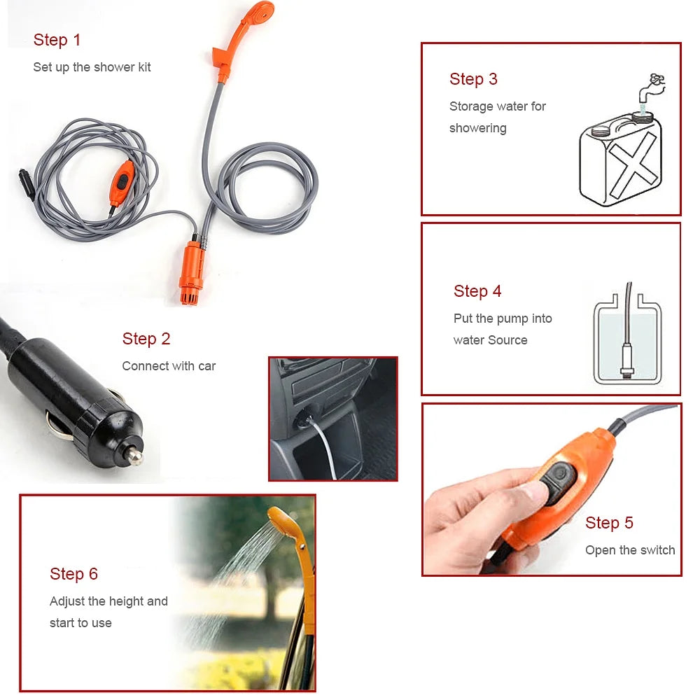 Folding Bucket Electric Camping Shower Kit Z812
