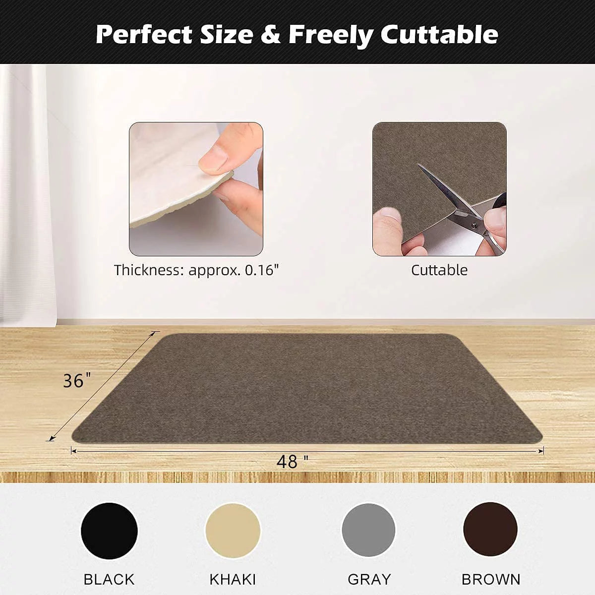 Brown Polyester Office Desk Chair Mat O977981