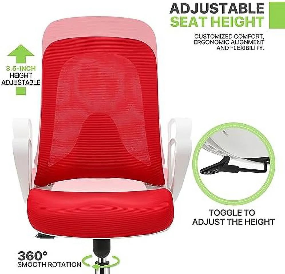 Red Mid-Back Mesh Ergonomic Office Chair E937